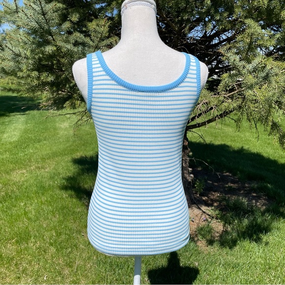 Vintage Blue Striped Ribbed Tank Top 70s/80s - Picture 4 of 7